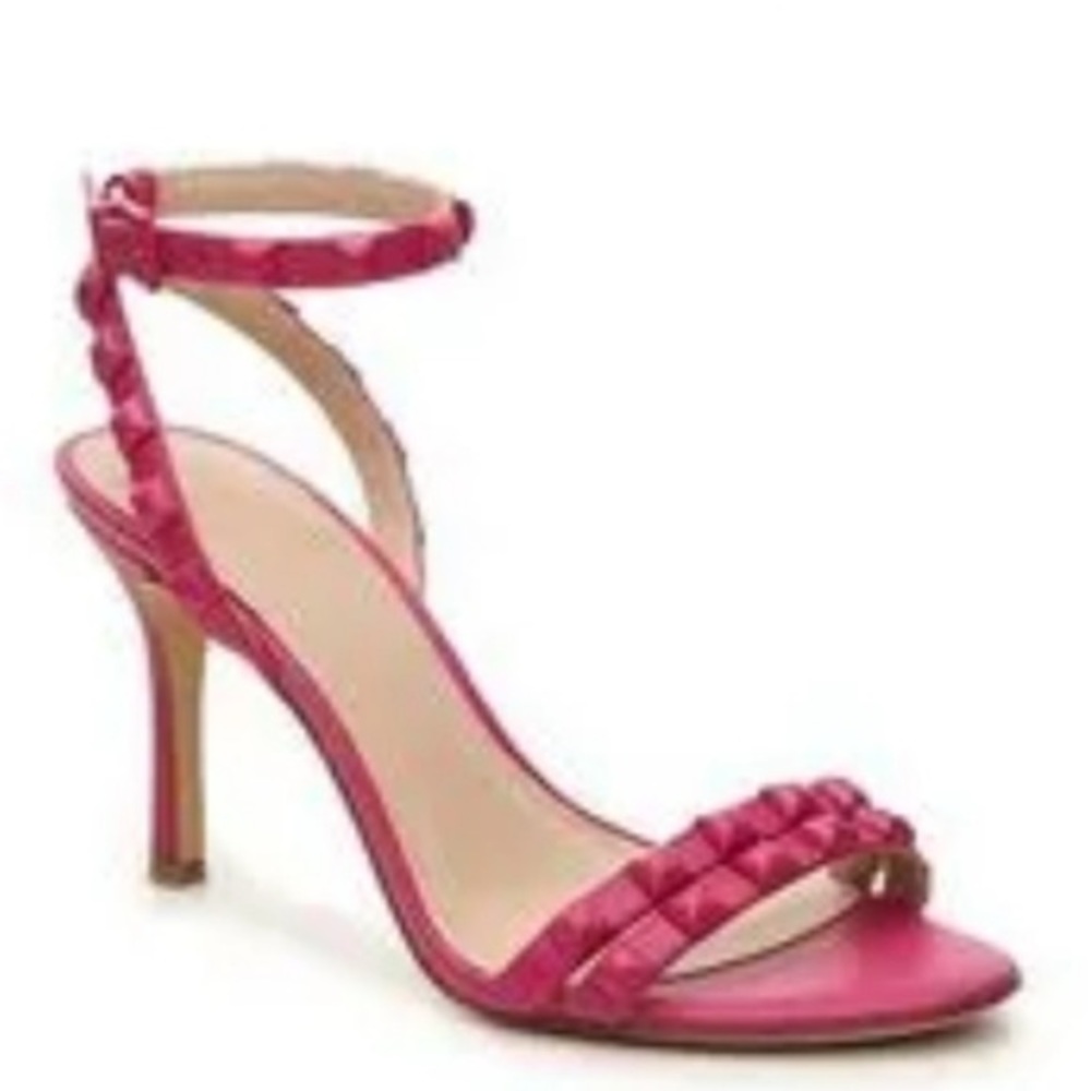 BCBGeneration Pink Braided Ankle-Strap Stiletto Sandals